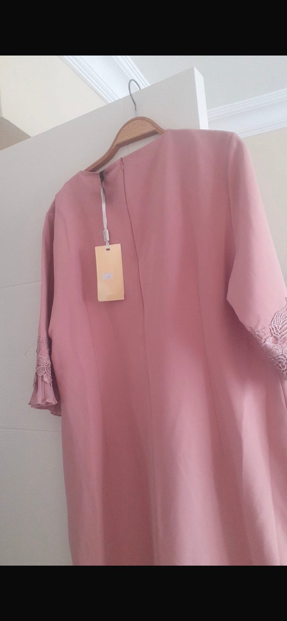 Pembe Kol Detaylı Kadın Abiye Elbise - Görsel 2