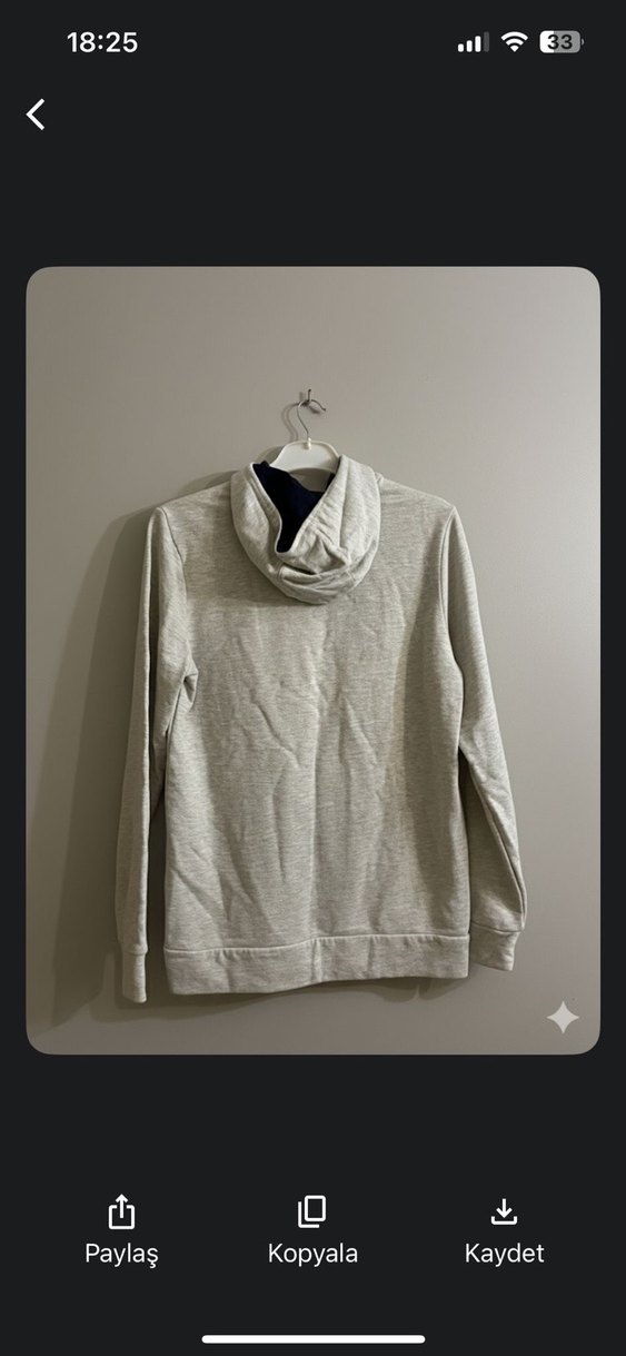 Gri Kapüşonlu Sweatshirt - Görsel 2