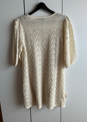 Zara Zara Beyaz Kısa Kollu Örgü Mini elbise