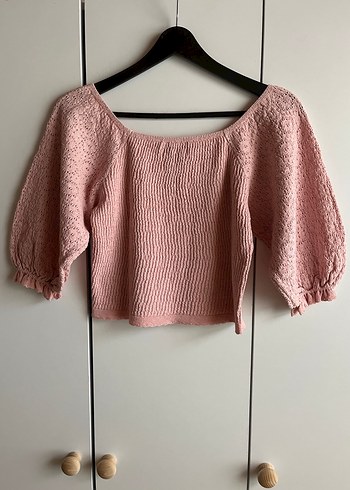 Only Pembe Bohem Örgü Kadın Bluz