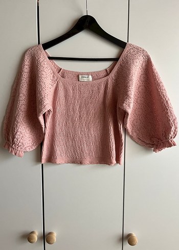 Pembe Bohem Örgü Kadın Bluz