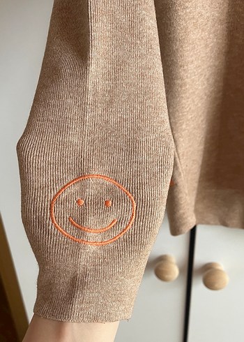 Zara Bej Kadın Triko Sweatshirt Nakışlı
