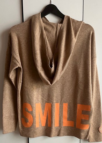 s Beden Bej Kadın Triko Sweatshirt Nakışlı