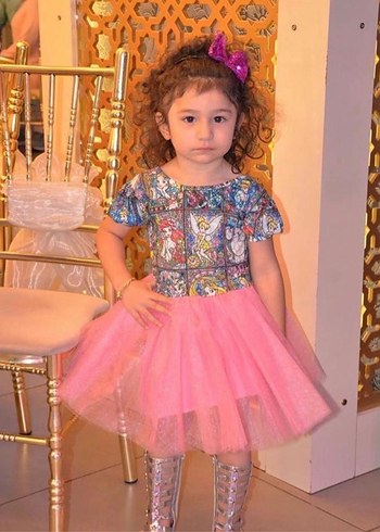 Tüllü fiyonklu kız çocuk elbise - Görsel 3
