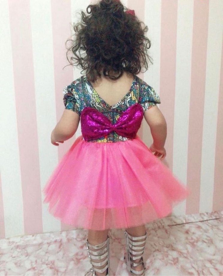 Tüllü fiyonklu kız çocuk elbise - Görsel 2