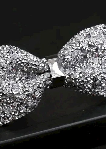 Gri Parlak Taşlı Erkek Çocuk Papyon - Görsel 2