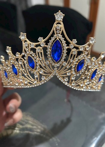 Mavi Taşlı Parlak Kız çocuk Düğün Tacı - Görsel 3