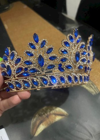 Mavi Parlak Taşlı Kadın Gelin Nişan Tacı - Görsel 2