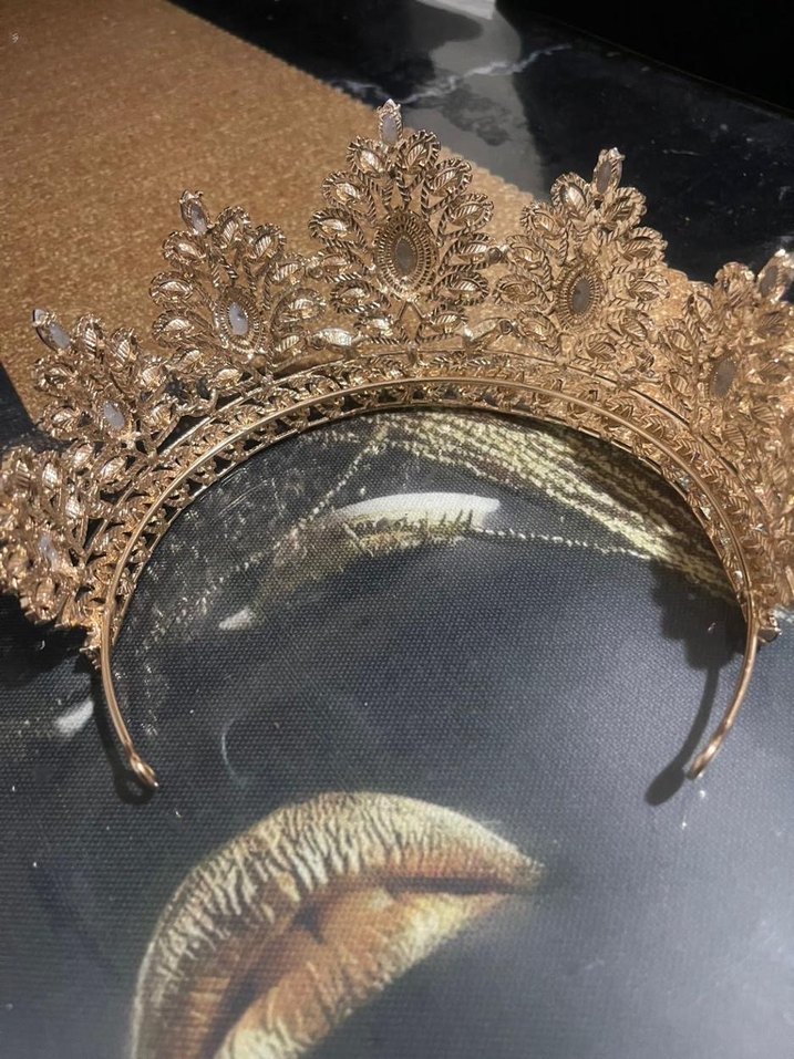 Mavi Parlak Taşlı Kadın Gelin Nişan Tacı - Görsel 4