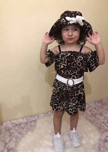 Kız Çocuk Leopar Desenli Elbise - Görsel 4