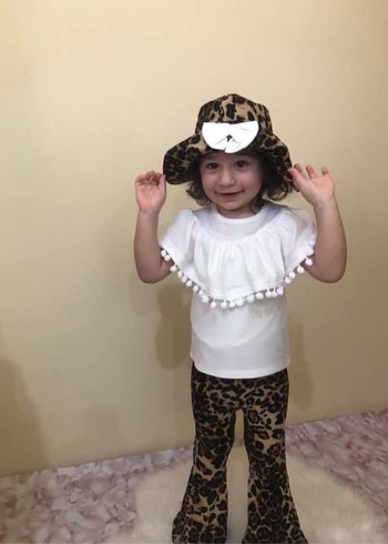 Leopar Desenli Fırfırlı Kız çocuk alt üst Takım - Görsel 2