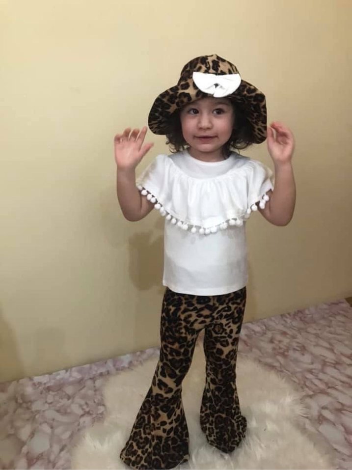 Leopar Desenli Fırfırlı Kız çocuk alt üst Takım - Görsel 3