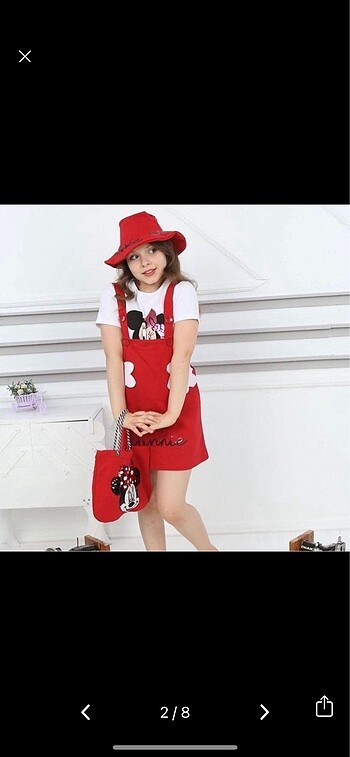Diğer Minnie mouse çantalı salopet elbise