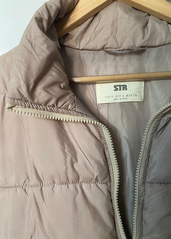 s Beden camel Renk Bej Midi Kadın Şişme Mont Stradivarius