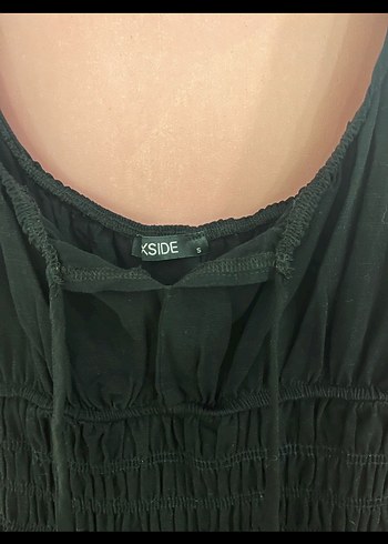 Siyah V Yakalı Fırfırlı Midi Elbise - Görsel 2