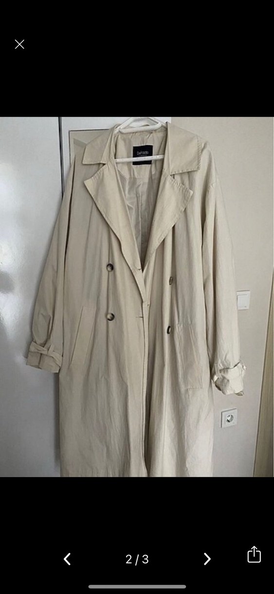 Beyaz Kemerli Midi Kadın Trençkot - Görsel 2