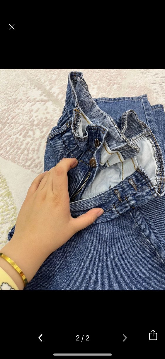 Gevşek Kesim Kemerli Midi Kot Pantolon - Görsel 2