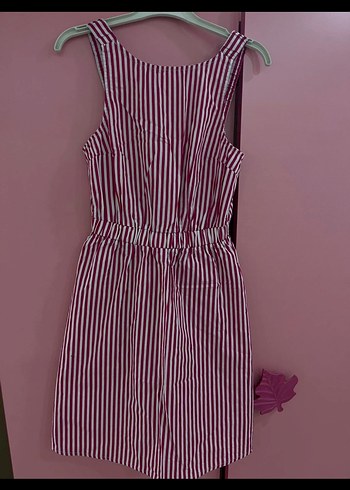 Pembe Çizgili Kız Elbisesi - Görsel 2