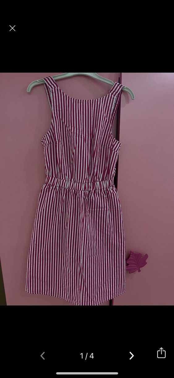 Pembe Çizgili Kız Elbisesi - Görsel 2