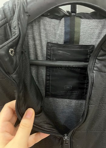 Siyah Deri Erkek Mont Fermuarlı Kapüşonlu - Görsel 3