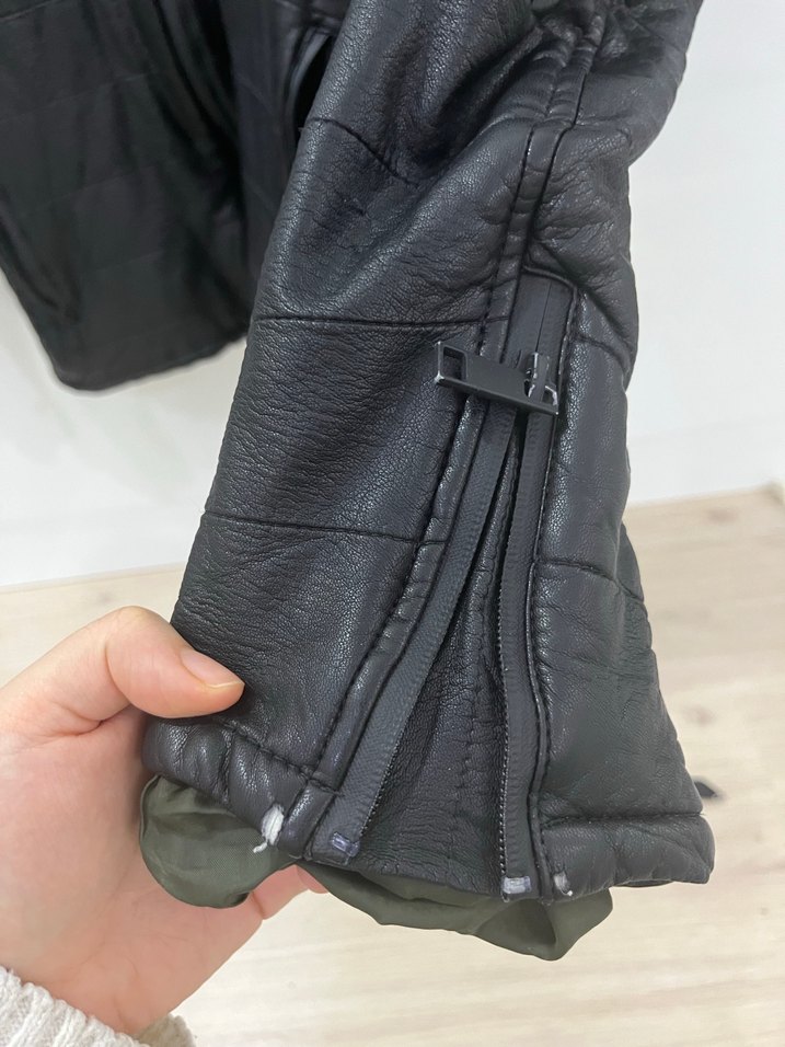 Siyah Deri Erkek Mont Fermuarlı Kapüşonlu - Görsel 2