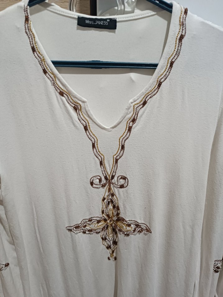 Uzun Kollu Nakışlı Bohem Kadın Bluz - Görsel 3