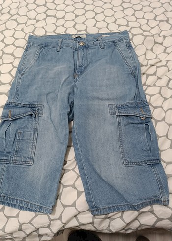 Gevşek Kesim Mavi Denim Şort - Görsel 4