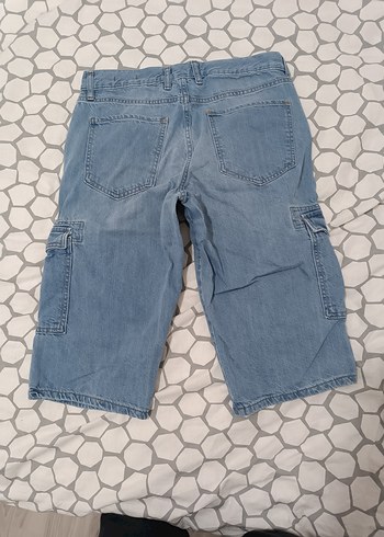 Gevşek Kesim Mavi Denim Şort - Görsel 2