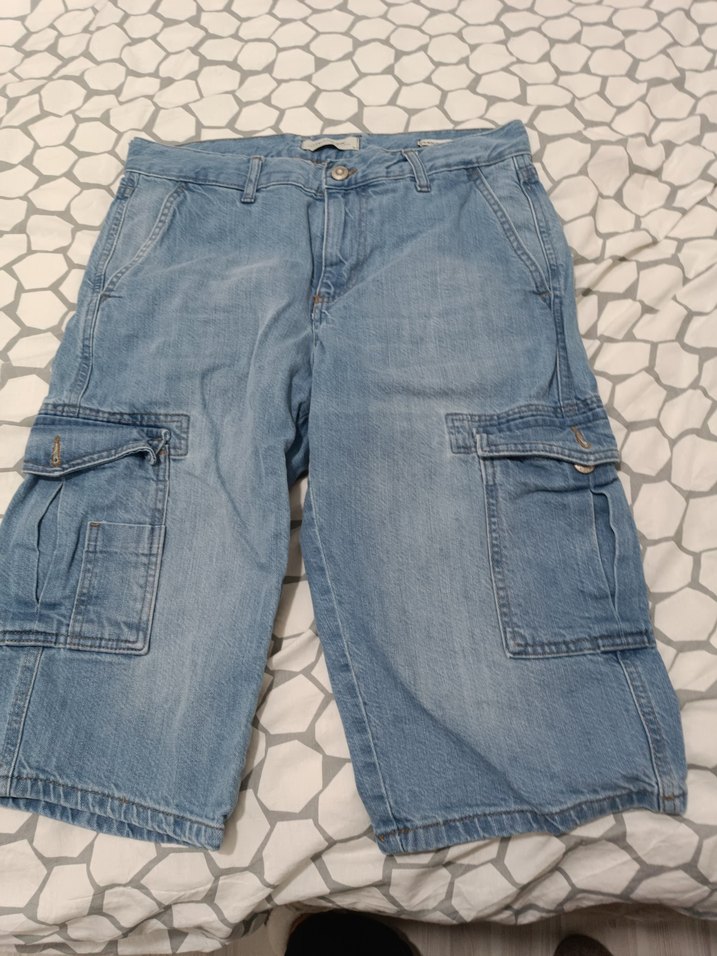 Gevşek Kesim Mavi Denim Şort - Görsel 4