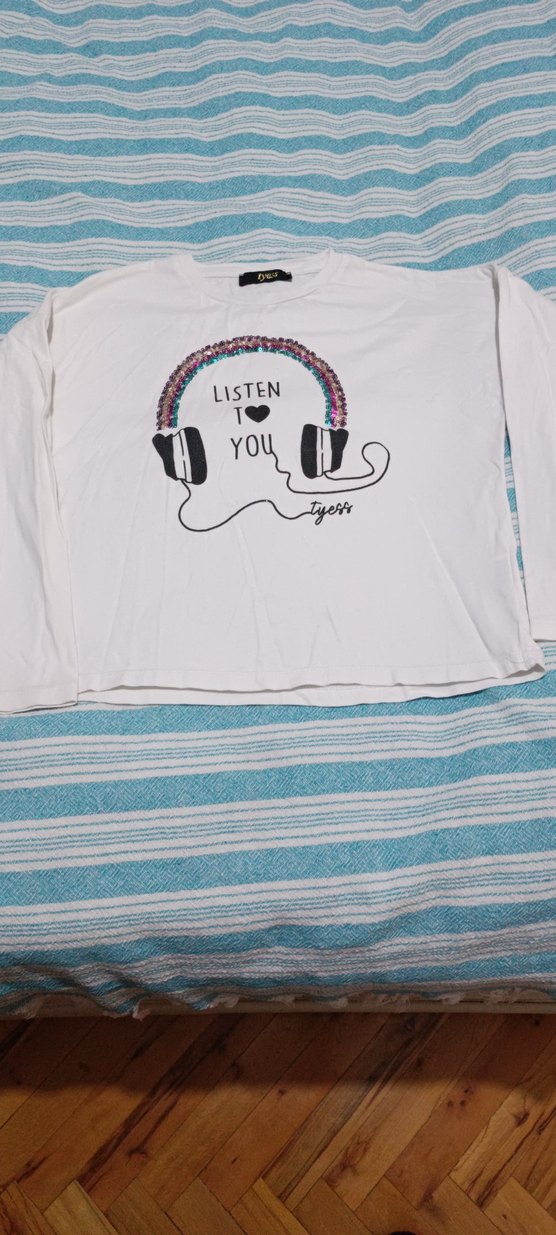 Tyess Kız Çocuk Beyaz Uzun Kollu Baskılı Tişört - Görsel 4