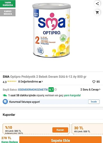 #SMA BEBEK DEVAM SÜTÜ 6,12 AY 2 NO 