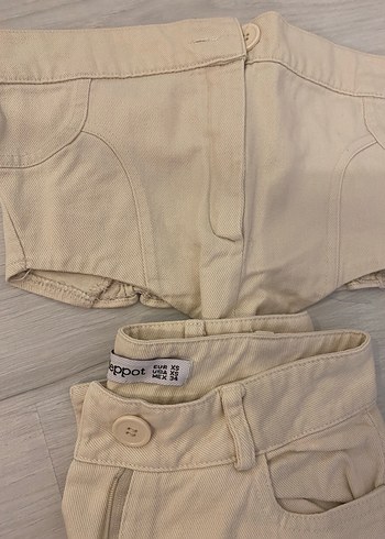 Düğmeli Bej Kadın üst alt takım - Görsel 2