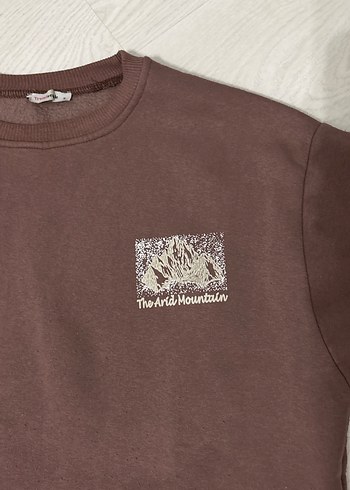 Kahverengi arkası Baskılı Kadın Sweatshirt - Görsel 2