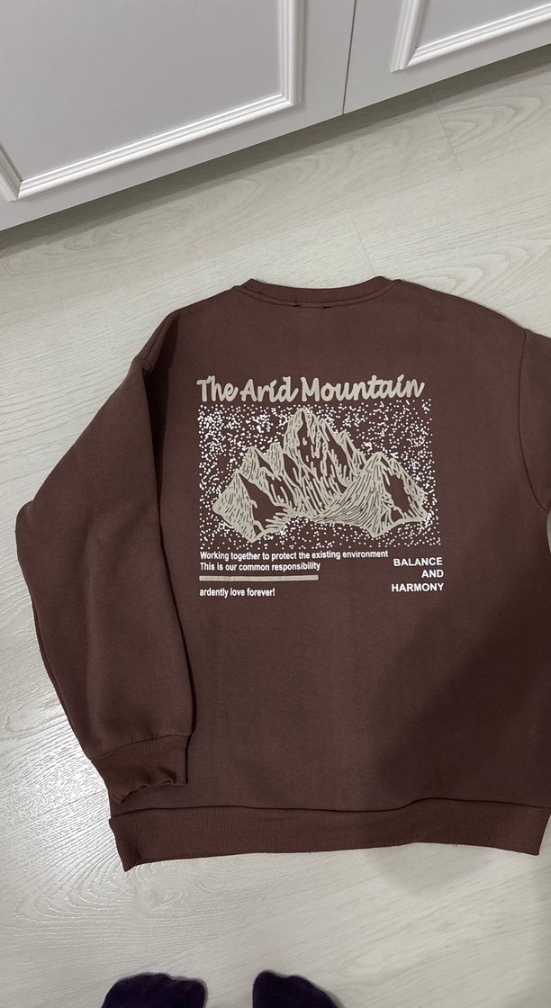 Kahverengi arkası Baskılı Kadın Sweatshirt - Görsel 3