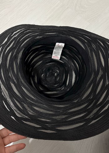 Siyah Fırfırlı Bohem plaj Kadın Şapka - Görsel 3