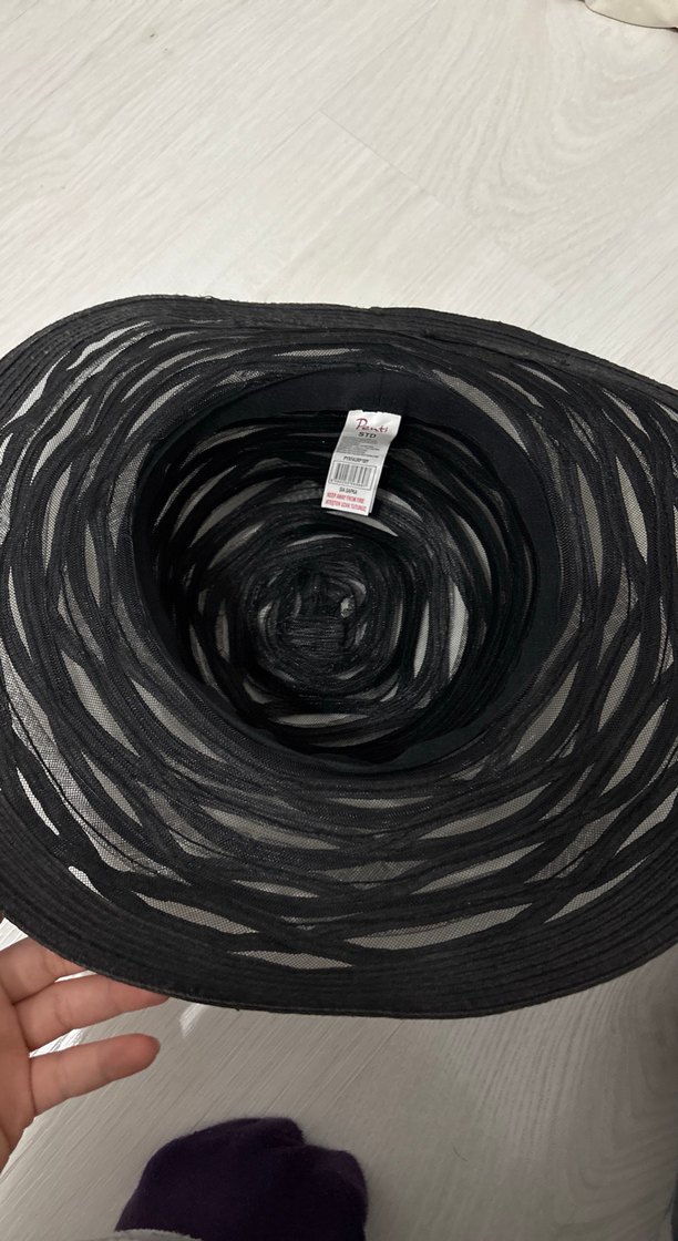 Siyah Fırfırlı Bohem plaj Kadın Şapka - Görsel 3