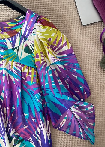 Renkli Batik Desenli Bohem Kadın Bluz - Görsel 3