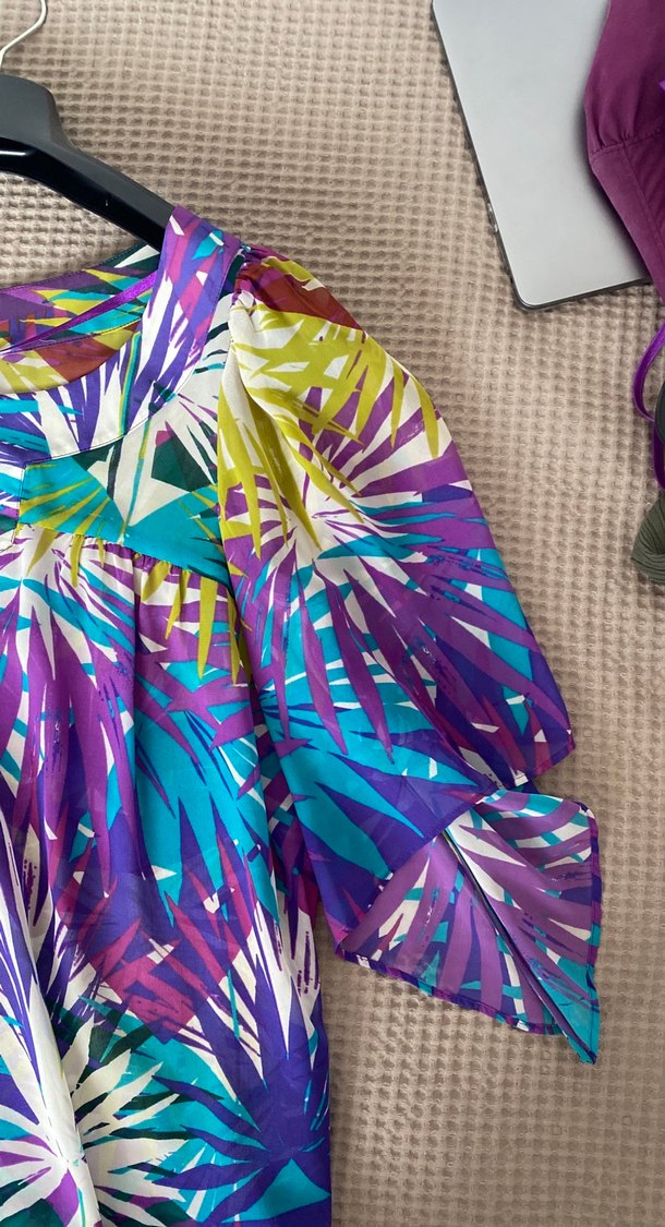 Renkli Batik Desenli Bohem Kadın Bluz - Görsel 3