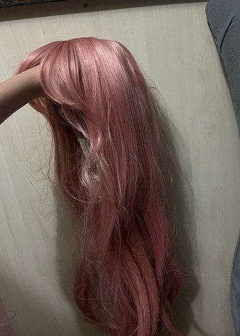 Pembe Uzun Sentetik Rock Punk Peruk - Görsel 4