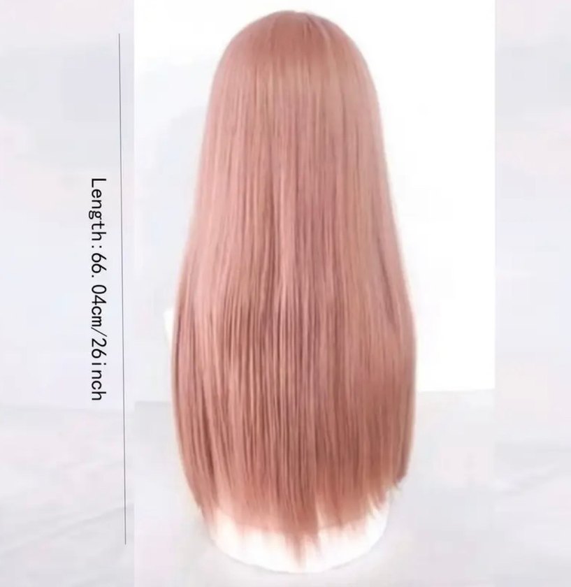 Pembe Uzun Sentetik Rock Punk Peruk - Görsel 2