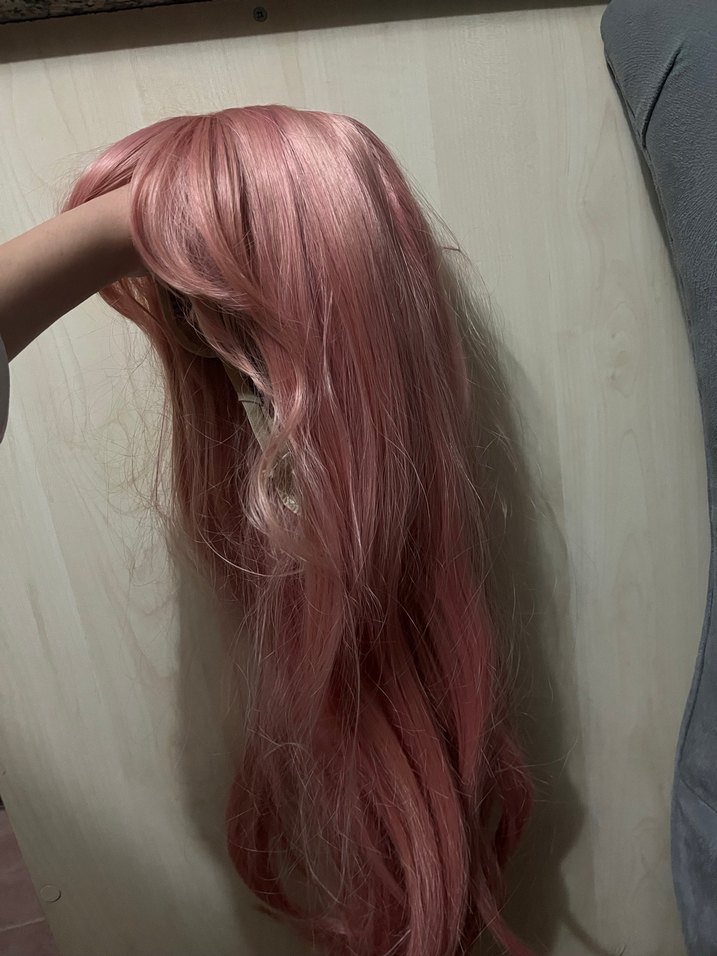 Pembe Uzun Sentetik Rock Punk Peruk - Görsel 4