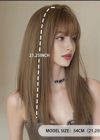 Kahverengi İnce Düz Kadın Peruk - Görsel 5