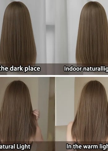 Kahverengi İnce Düz Kadın Peruk - Görsel 3