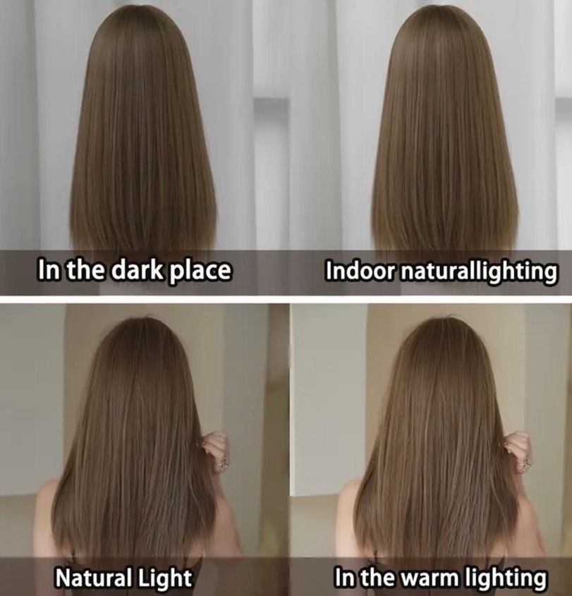 Kahverengi İnce Düz Kadın Peruk - Görsel 3