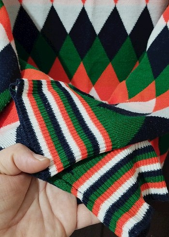 Renkli Desenli  Kadın Kazak - Görsel 3