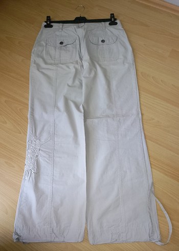 Gri Kemerli Rahat Kesim Kadın Keten Pantolon - Görsel 8