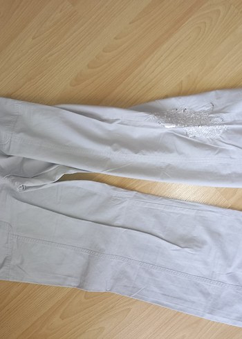 Gri Kemerli Rahat Kesim Kadın Keten Pantolon - Görsel 6