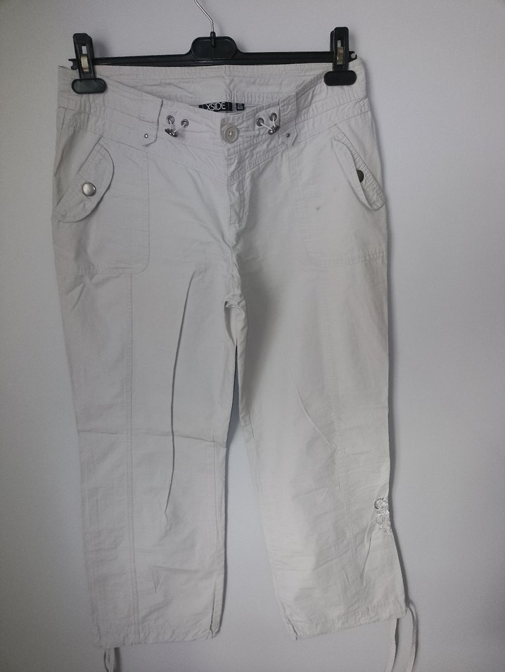 Gri Kemerli Rahat Kesim Kadın Keten Pantolon - Görsel 2