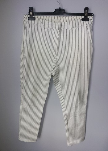 Gri Çizgili Midi Kumaş Pantolon - Görsel 2