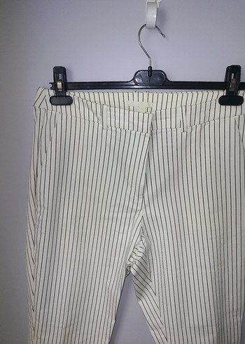 Gri Çizgili Midi Kumaş Pantolon - Görsel 4